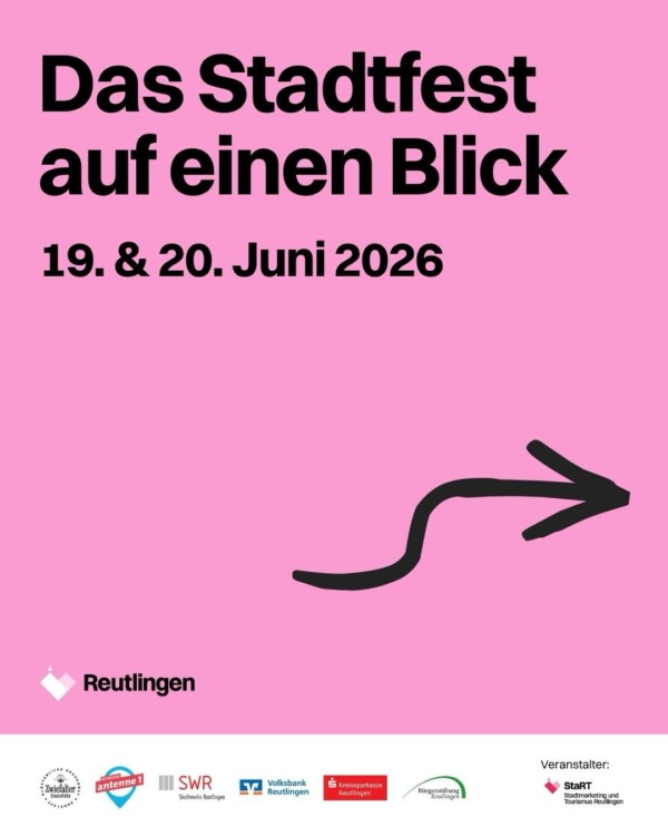 Zwei Tage feiern, genießen und erleben auf dem Stadtfest Reutlingen! 🎉

Am 19. und 20. Juni verwandelt sich unsere Altstadt wieder in eine große Open-Air-Meile: Freu dich auf sieben Plätze voller Musik, Begegnungen und Genuss. Über 50 Vereine und Gastronomen sorgen für beste Stimmung, leckeres Essen und ein abwechslungsreiches Programm vor der historischen Kulisse unserer Stadt.

Das komplette Programm findest du auf visitreutlingen.de – den Link gibt’s in unserer Bio.

Wer ist beim Stadtfest dabei? 🙌

#nurlieben #visitreutlingen #reutlingen #stadtfestreutlingen #stadtfest