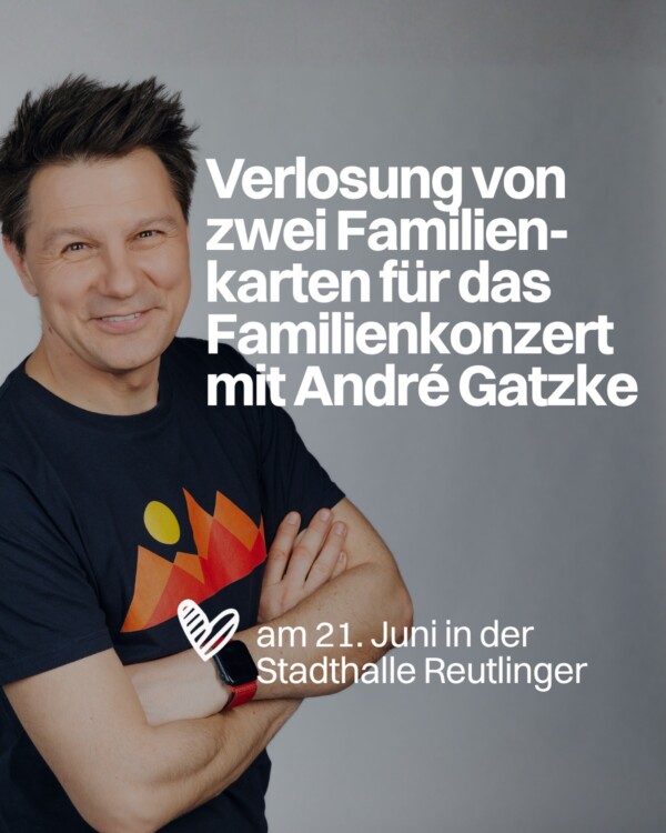 Gewinne Tickets für das Familienkonzert mit André Gatzke 🎶

André Gatzke, bekannt aus der Sendung mit der Maus und dem Elefanten, nimmt die ganze Familie mit auf eine spannende Entdeckungsreise durch die Erlebniswelt Orchester – mit viel Spaß, überraschenden Einblicken und mitreißender Musik.

Gemeinsam mit der WPR verlosen wir:
Zwei Familienkarten im Wert von je 50 € für max. 2 Erwachsene und bis zu 3 Kinder am 21. Juni 2026 in der Stadthalle Reutlingen.

So machst du mit:
1. Like diesen Beitrag ❤️
2. Folge @nurlieben und @philharmonie.reutlingen 
3. Schreibe in die Kommentare, warum deine Familie dabei sein sollte.

Teilnahmeschluss:
Mittwoch, 17. Juni um 9 Uhr
Aus allen Teilnehmern losen wir zwei glückliche Gewiner:innen aus, die die Familiekarten erhalten.

Wir wünschen viel Glück!

Disclaimer:
Die StaRT Stadtmarketing und Tourismus Reutlingen GmbH (StaRT) veranstaltet dieses Instagram-Gewinnspiel. Verantwortlicher im Sinne der DSGVO ist StaRT GmbH. Teilnahme ist nur für Personen über 18 Jahren gestattet. Zum Thema Datenschutz befinden sich alle Informationen auf der Website visitreutlingen.de unter der Rubrik Datenschutz. Instagram ist kein Mitveranstalter des Gewinnspiels, die Verlosung steht in keinem Zusammenhang mit Instagram. Eine Barauszahlung des Gewinns ist nicht möglich. Der Rechtsweg ist ausgeschlossen.

#reutlingen #stadthalle #familienkonzert #gewinnspiel #nurlieben